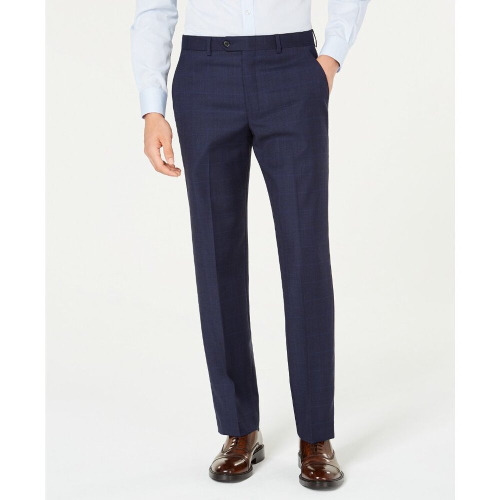 Lauren Ralph Lauren Men Classic-Fit Stretch Flat Front Suit Pants Blue B4HP $190